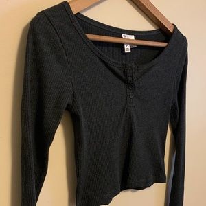 Charcoal Cropped Long Sleeve